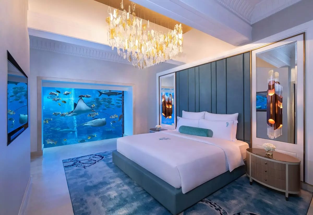 Bedroom of the Underwater Suite at Atlantis, The Palm