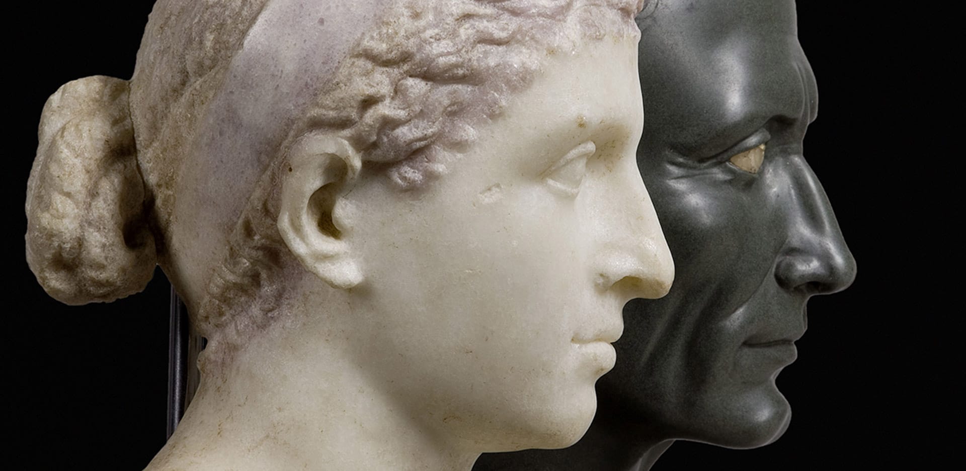 Busts of Cleopatra (50-30 BC) and Julius Caesar (1-50 AD)