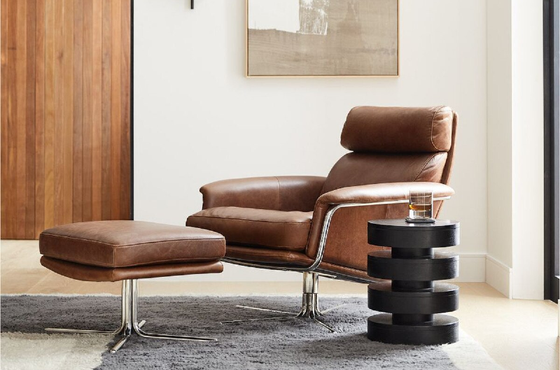 West Elm Kristoff Leather Swivel Armchair