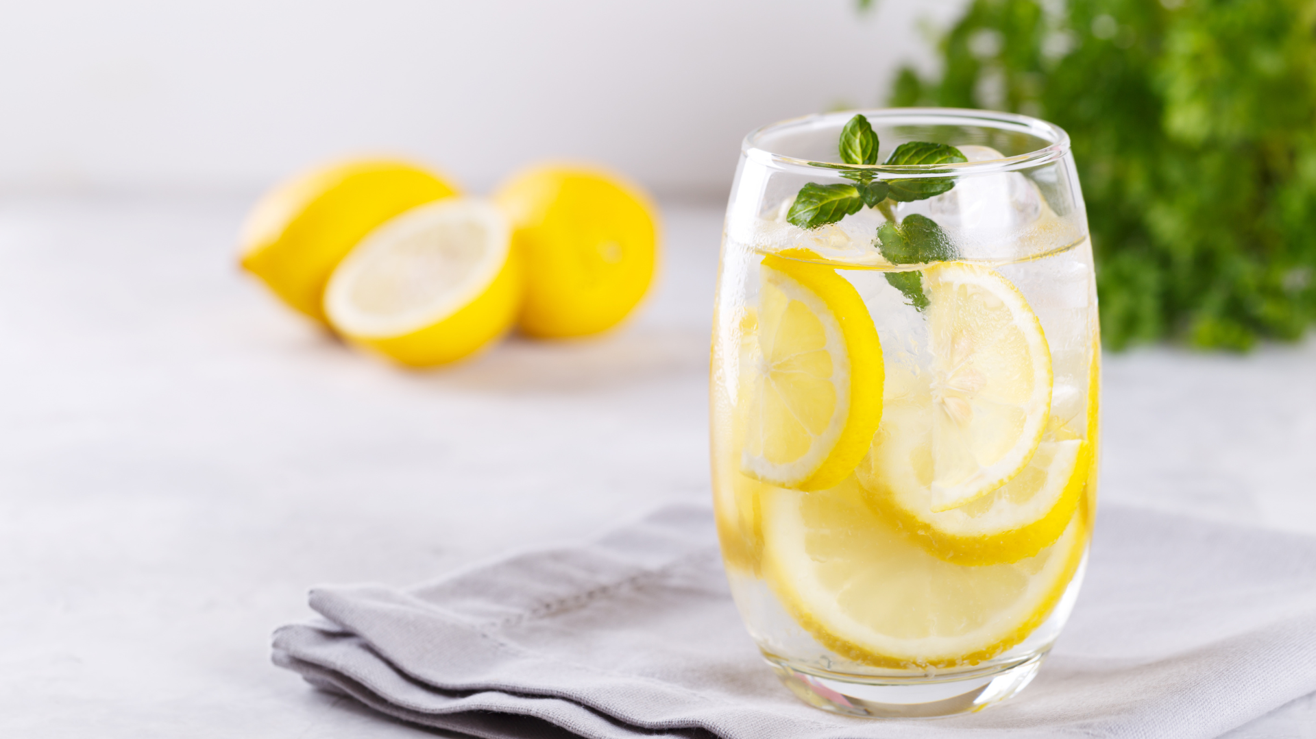 Water with lemon and herbs