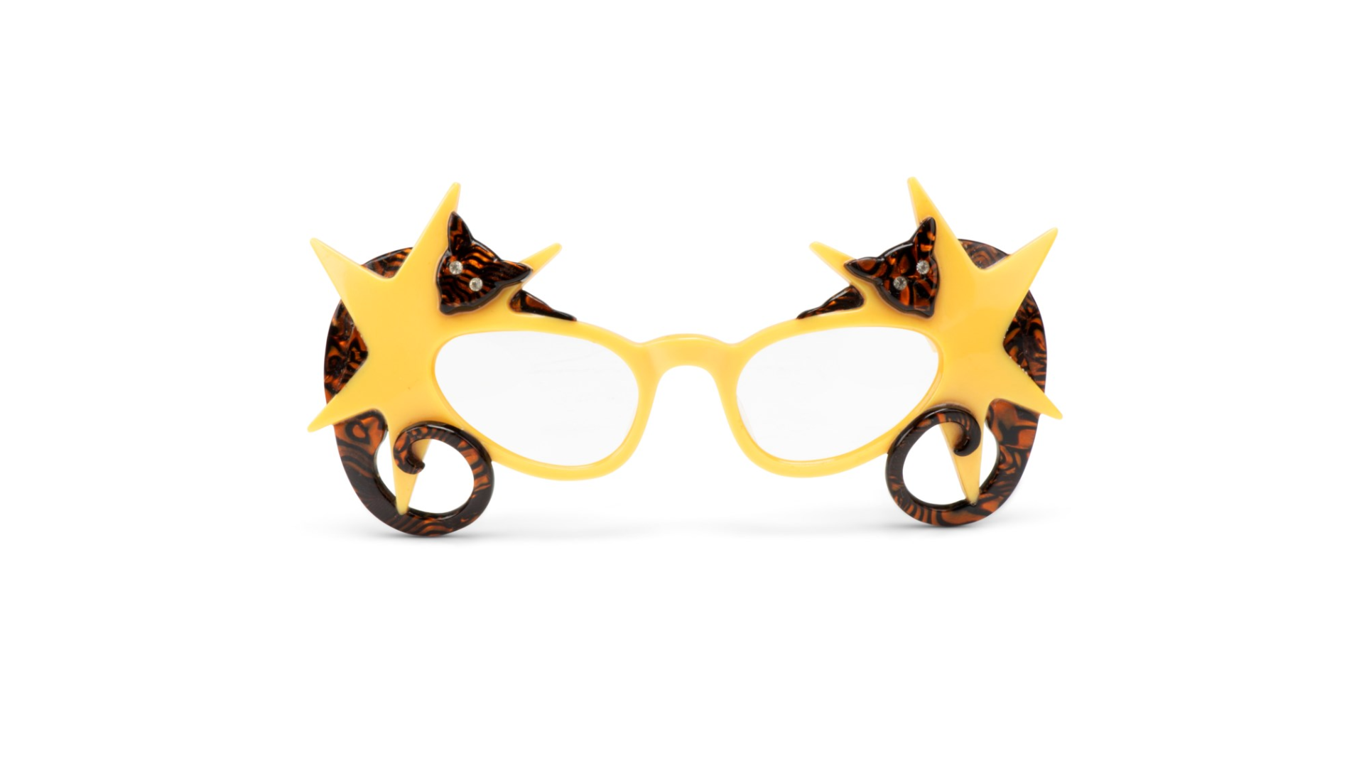 A pair of her signature yellow-lacquered ‘Possum’ spectacles