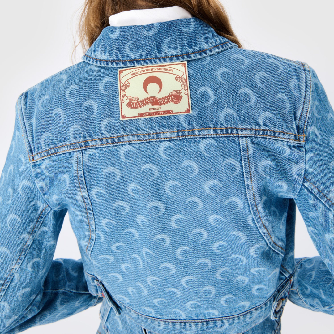 Moon Laser Denim Cropped Jacket, Marine Serre 