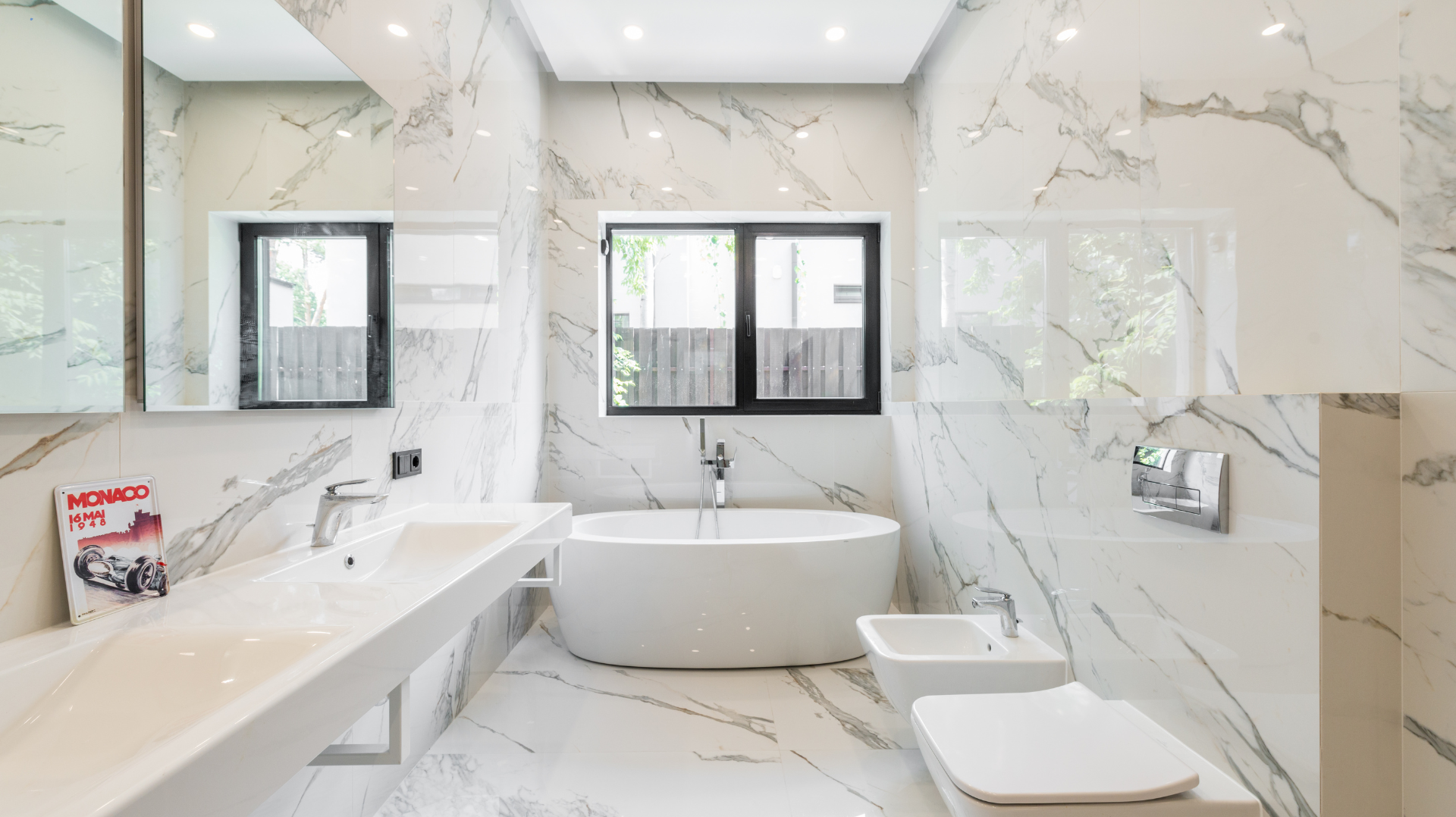 Carrara marble bathroom