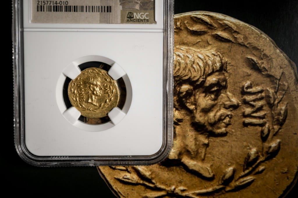 Rare Roman coin featuring Brutus up for auction in Geneva