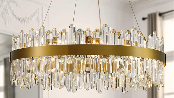 Gold Modern Oval Crystal Chandelier